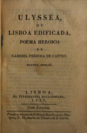Ulysséa ou Lisboa edificada : Poema heroico
