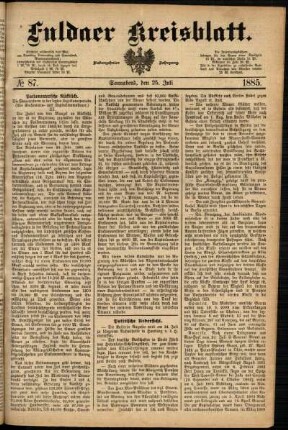 Ausgabe vom Samstag, den 25. Juli 1885.