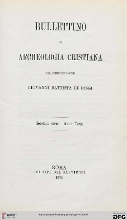 2.Ser.3: Bullettino di archeologia cristiana