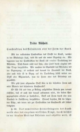 Dritter Abschnitt. Construktion des Besonderen oder der Form der Kunst