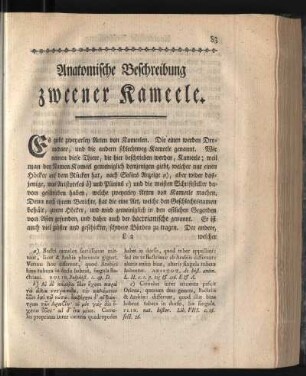 Anatomische Beschreibung zweener Kameele