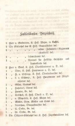 Subscribenten-Verzeichniß.