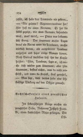Rechtschaffenheit eines preußischen Husaren.