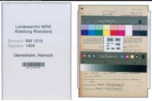 Entnazifizierung Heinrich Gerresheim , geb. 04.11.1906 (Kaufmaennischer Angestellter)