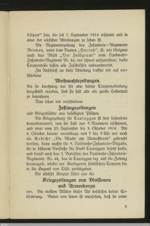 Kriegszeitungen von Divisionen und Armeekorps