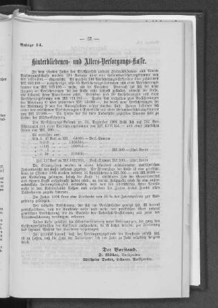 Anlage 14. Hinterbliebenen- und Alters-Versorgungs-Kasse.
