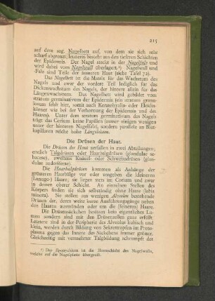 Die Drüsen der Haut.
