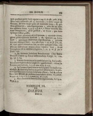 Membrum III. De Diebus