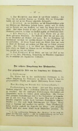 V. Die nähere Umgebung des Wohnortes