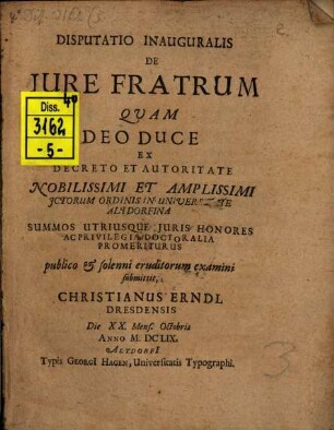 Disp. inaug. de iure fratrum