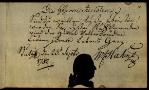 [W. F?} Hahn (Silhouette). Stutgart, 23.09.1782.