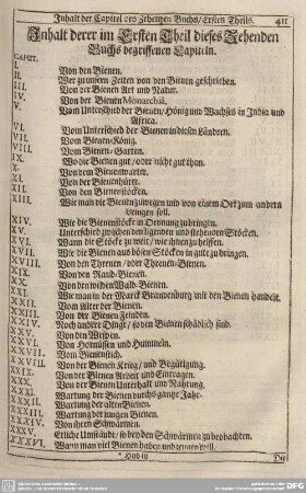 Inhalt derer im Ersten Theil dieses Zehenden Buchs begriffenen Capiteln.
