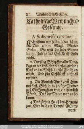 Catholische Weihnachts-Gesänge.