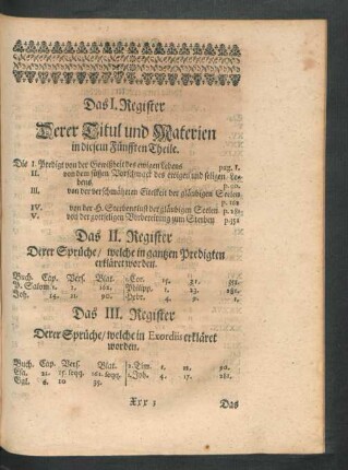 Das III. Register. Derer Sprüche/ welche in Exordiis erkläret worden