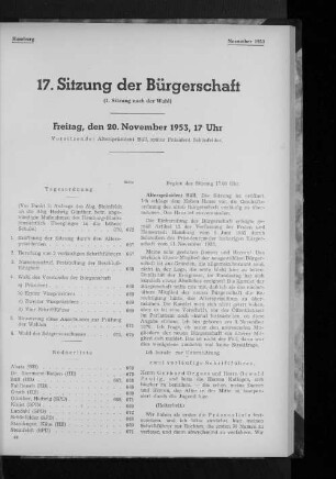 17. Sitzung der Bürgerschaft