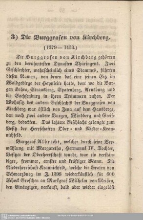 3) Die Burggrafen von Kirchberg (1379 - 1453)