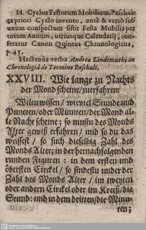 XXVIII. Wie lange zu Nachts der Mond scheine/zuerfahren: