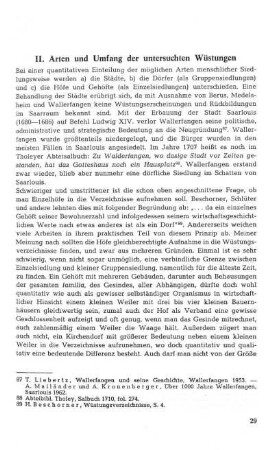 II. Arten und Umfang der untersuchten Wüstungen