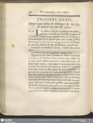Chapitre XXXII. Essayer toutes sortes de Monnoyes sur leur fin, & trouver leur titre & valeur