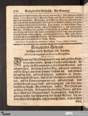 Sechzehendes Gespräch, am Sonntag nach Sexagesima.