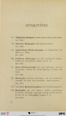 Antiquitäten (Nr. 117-232)