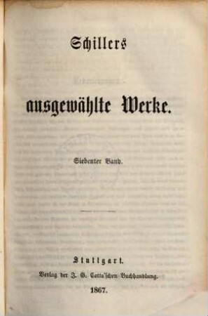Schiller's ausgewählte Werke, Siebenter Band