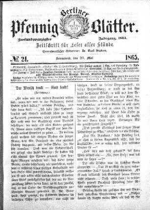 No. 21, Sonnabend, den 20. Mai
