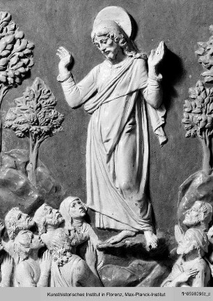 Kanzelrelief mit Abendmahl, Auferstehung und Himmelfahrt : Himmelfahrt