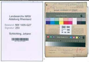 Entnazifizierung Johann Schlichting , geb. 05.06.1889 (Vers.Vertreter)
