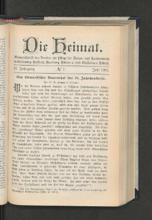 11. Jahrgang. No. 7. Juli 1901.