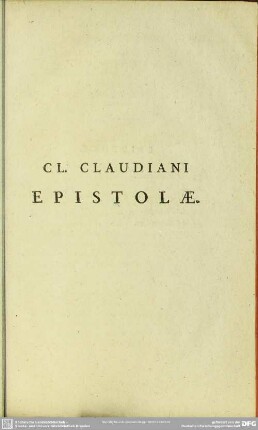 Cl. Claudiani Epistolae