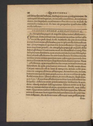 Friderici Hoberi Amenaviensis Q. An Metaphysica proprie & exquisite dictas habeat affectiones?