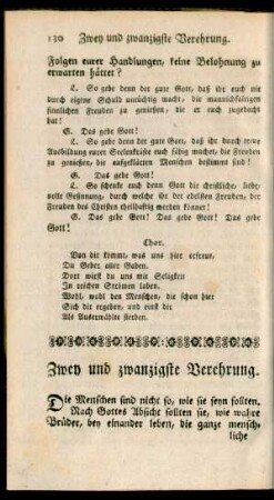 Zwey und zwanzigste Verehrung