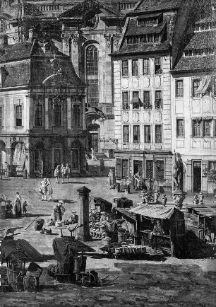 Der Neumarkt zu Dresden von der Moritzstraße aus