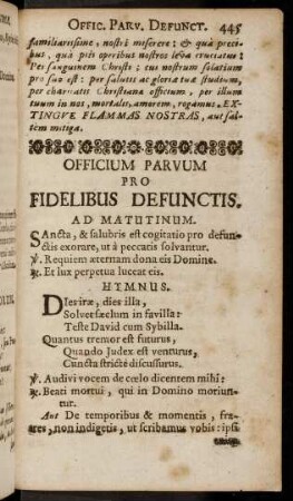 445-455, Officium Parvum Pro Fidelibus Defunctis
