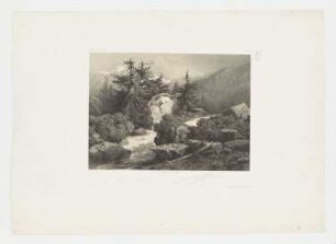 Berglandschaft mit Fluss, Tannen und Felsen, Blatt 95 der Folge "Werke"