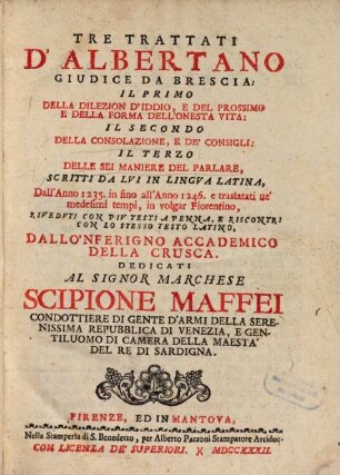 Tre trattati d'Albertano Giudice