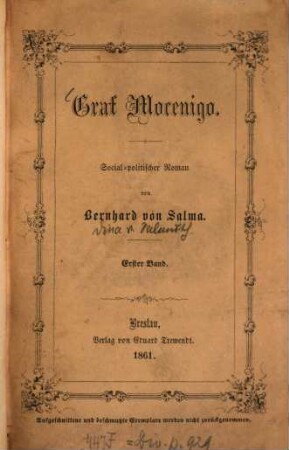 Graf Mocenigo : social.-polit. Roman, 1
