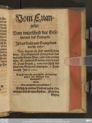 Vom Evangelio: Vom unterscheid des Gesetzes und des Evangelii.