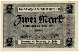 Geldschein / Notgeld, 2 Goldmark, 15.11.1923