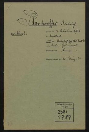 Dietrich Bonhoeffer (1906-1945)