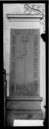 Schöntal Kloster Schöntal Südliches Langhaus Denkmalstein Abt Johannes Hübner (gestorben 1486)