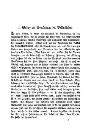 1. Motive zur Begründung der Volksküchen