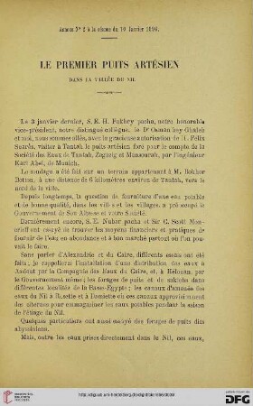 3.Ser. 7.1896: Le premier puits artésien dans la vallée du Nil