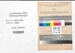 Entnazifizierung Heinrich Lyss , geb. 22.03.1906 (Angestellter)