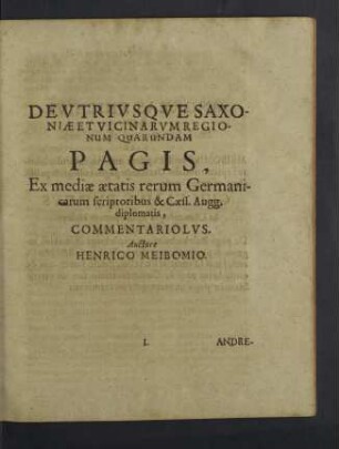 Deutriusque Saxoniae et vicinarum regionum quarundam Pagis