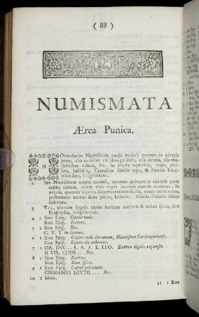 Numismata Aerea Punica.