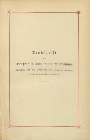 Denkschrift Vaubans über Landau.
