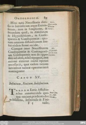Caput XV. Infinitum, Finitum, Indefinitum.