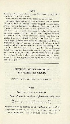 Certificats d'Études Supérieures des Facultés des Sciences.